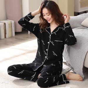 Camisón, pijama de algodón puro para mujer, pijama con letras, ropa de dormir de algodón, ropa para el hogar