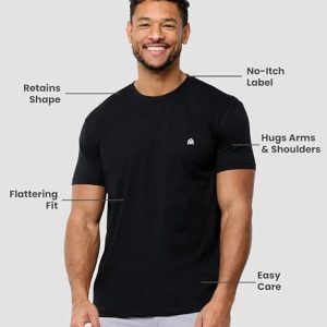 Camisetas para hombre, mezcla de algodón suave, cuello redondo, talla S a 4XL, ajuste atlético, camiseta básica lisa para hombre
