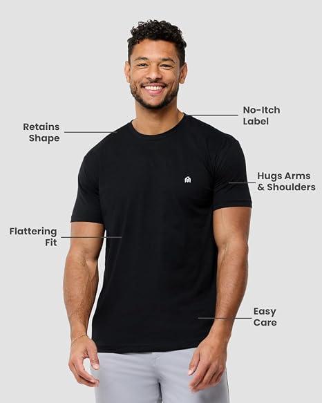 Camisetas para hombre, mezcla de algodón suave, cuello redondo, talla S a 4XL, ajuste atlético, camiseta básica lisa para hombre