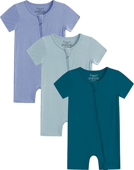 Manga Corta para Bebés Niños y Niñas Pijama Unisex para Bebé sin Pies con Cremallera Frontal de Viscosa de 2 Vías 3 Piezas 0-24 Meses - Imagen 4
