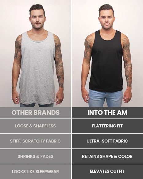 INTO THE AM Tank Tops for Men S - 2XL Plain Mens Tank Top Soft Cotton Blend Sleeveless Muscle Shirts Beach Casual 4.4 4.4 de 5 estrellas (1,122)