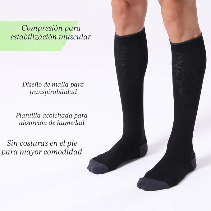 3 pares de calcetines de compresión para mujeres y hombres, calcetines para la circulación de 20-30 mmHg - Imagen 5