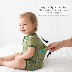 Pijama de viscosa de bambú para niños y niñas, mameluco con cremallera de 2 vías, manga corta, YKK, para bebés prematuros y recién nacidos de 0 a 24 meses