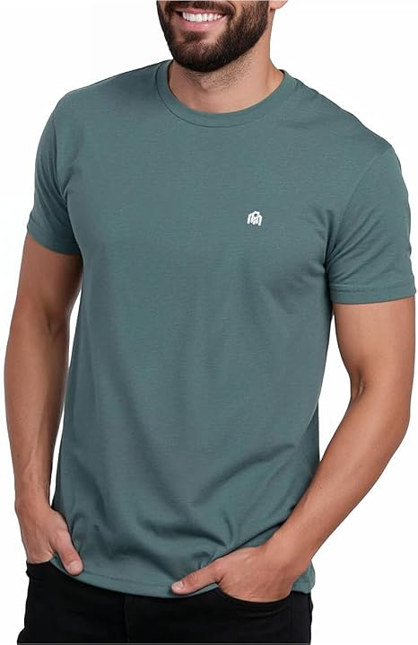 Camisetas para hombre, mezcla de algodón suave, cuello redondo, talla S a 4XL, ajuste atlético, camiseta básica lisa para hombre - Imagen 2