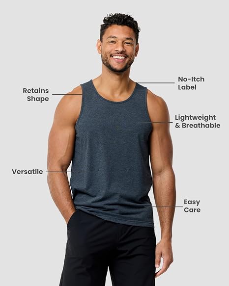 INTO THE AM Tank Tops for Men S - 2XL Plain Mens Tank Top Soft Cotton Blend Sleeveless Muscle Shirts Beach Casual 4.4 4.4 de 5 estrellas (1,122) - Imagen 2
