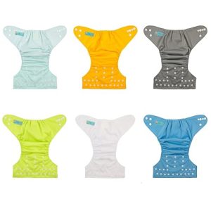 Pañales de tela para bebé, paquete de 6 con 12 inserciones, fundas de pañales de tela, ajustables, lavables, reutilizables, para bebés niñas y niños, 6DM115A