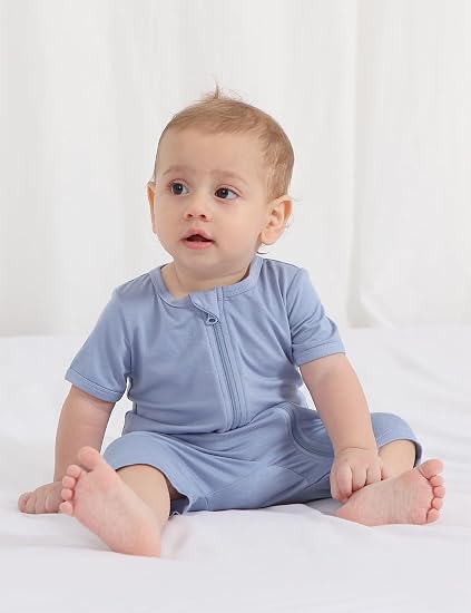 Manga Corta para Bebés Niños y Niñas Pijama Unisex para Bebé sin Pies con Cremallera Frontal de Viscosa de 2 Vías 3 Piezas 0-24 Meses - Imagen 2