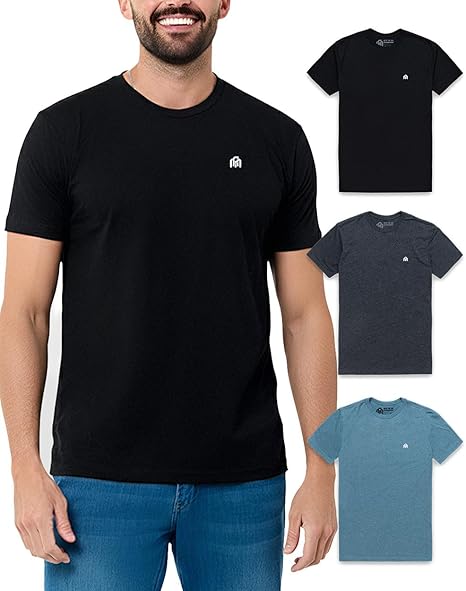 Camisetas para hombre, mezcla de algodón suave, cuello redondo, talla S a 4XL, ajuste atlético, camiseta básica lisa para hombre - Imagen 3