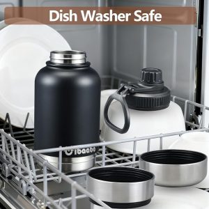 Botella de agua aislada para perros con 2 cuencos, termo de doble pared de acero inoxidable de viaje de 32 onzas, dispensador portátil para mascotas, regalos para cachorros, perros pequeños y medianos