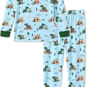 Conjuntos de pijama para niños pequeños y niños con viscosa de bambú, pijamas de ajuste cómodo para niñas, ropa de dormir cómoda para todas las estaciones, edades de 2 a 12 años
