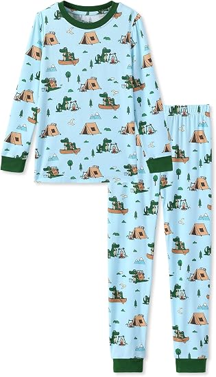 Conjuntos de pijama para niños pequeños y niños con viscosa de bambú, pijamas de ajuste cómodo para niñas, ropa de dormir cómoda para todas las estaciones, edades de 2 a 12 años - Imagen 3