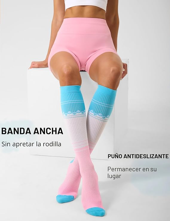 3 pares de calcetines de compresión para mujeres y hombres, calcetines para la circulación de 20-30 mmHg
