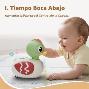 Juguete musical de pato para bebé, juguete para gatear con la boca abajo, pato musical para niños pequeños con sonido ligero de 6 a 12
