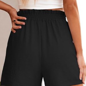 Pantalones cortos para mujer, de verano, casuales, elásticos, de cintura alta, pierna ancha, lindos, elegante, ropa de playa para vacaciones 2026