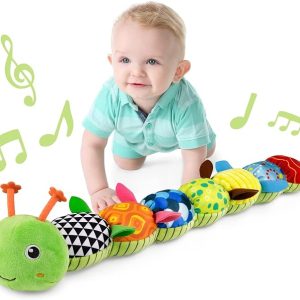 Juguetes musicales para bebés, oruga, juguete de peluche infantil con arrugas y sonajeros
