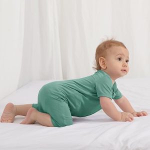 Manga Corta para Bebés Niños y Niñas Pijama Unisex para Bebé sin Pies con Cremallera Frontal de Viscosa de 2 Vías 3 Piezas 0-24 Meses