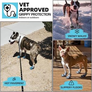 Botas para perros grandes, botas para perros medianos y protectores de patas para suelos de madera dura, botines para perros al aire libre para pavimento caliente, nieve de invierno, senderismo