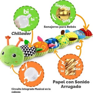 Juguetes musicales para bebés, oruga, juguete de peluche infantil con arrugas y sonajeros