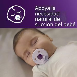 Philips Avent Soothie Chupetes ortodónticos para bebé, 100% de silicona, de una pieza, sin BPA, para bebés de 0 a 3 meses, 2 lila y 2 rosa, paquete de 4, modelo SCF190/70
