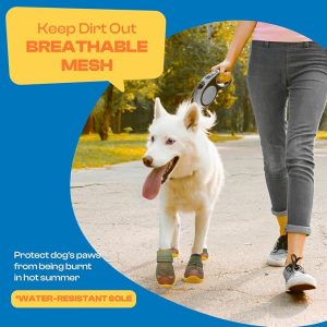 Botas para perros grandes, botas para perros medianos y protectores de patas para suelos de madera dura, botines para perros al aire libre para pavimento caliente, nieve de invierno, senderismo