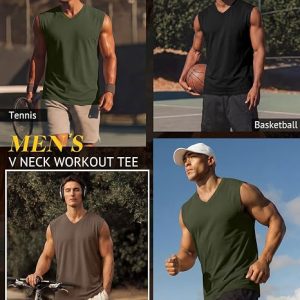 Paquete de 3 camisetas sin mangas con cuello en V para hombre, 95% algodón, sin mangas, grandes y altas, camisetas de entrenamiento para gimnasio