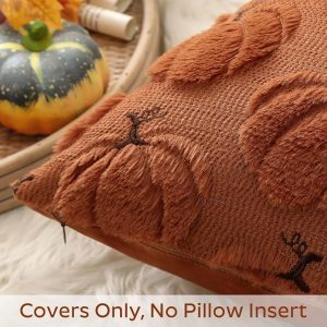 Fundas de cojín Artscope Pumpkin Fall de 18x18 pulgadas, juego de 2, fundas de cojín decorativas de felpa suave de piel sintética para el Día de Acción de Gracias, sofá, dormitorio