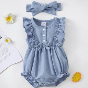 Renotemy Ropa para bebé recién nacido, mameluco de manga corta, mameluco de verano, ropa de bebé