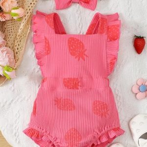 Fullfamous Conjunto de mono y diadema con volantes para bebé niña