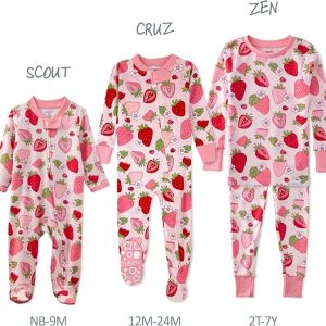 Pijama de 2 piezas de 100% algodón orgánico de manga larga para niños y niñas