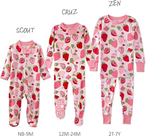 Pijama de 2 piezas de 100% algodón orgánico de manga larga para niños y niñas