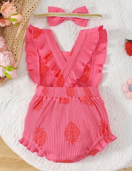 Fullfamous Conjunto de mono y diadema con volantes para bebé niña - Imagen 2