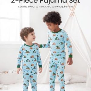 Conjuntos de pijama para niños pequeños y niños con viscosa de bambú, pijamas de ajuste cómodo para niñas, ropa de dormir cómoda para todas las estaciones, edades de 2 a 12 años