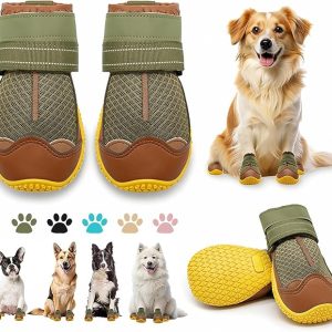 Botas para perros grandes, botas para perros medianos y protectores de patas para suelos de madera dura, botines para perros al aire libre para pavimento caliente, nieve de invierno, senderismo