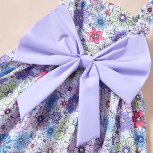 Vestido para bebé recién nacida niña pequeña Vestido para niña pequeña de cuello halter sin mangas con flores Vestido de verano para niña de espalda abierta Vestidos de verano para niña