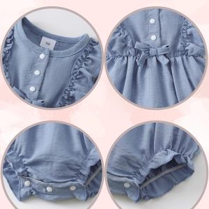 Renotemy Ropa para bebé recién nacido, mameluco de manga corta, mameluco de verano, ropa de bebé